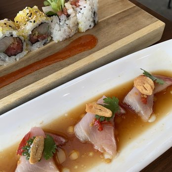 KA Sushi - Yellow rose roll and Hamachi crudo - Japanese Near Me - Houston, Texas
