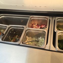 Hot Stuff Taqueria - Self-serve sauces and toppings. Looked very clean and fresh.