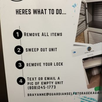 Guardian Self Storage - Sign posted in the elevator. - Self Storage Near Me - Lihue, Hawaii Guardian Self Storage - Sign posted in the elevator. - Self Storage Near Me - Lihue, Hawaii