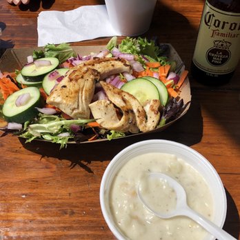 Neptune's Net - Clam Chowder and Mahi Mahi Salad - Seafood Near Me - Malibu, California Neptune's Net - Clam Chowder and Mahi Mahi Salad - Seafood Near Me - Malibu, California