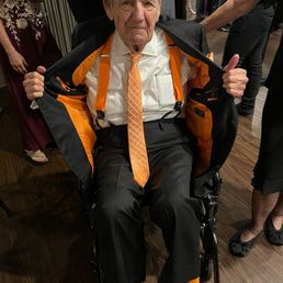 Need a pop of orange...Looking good for the wedding and when he gets to the pearly gates to see my Mom once again
