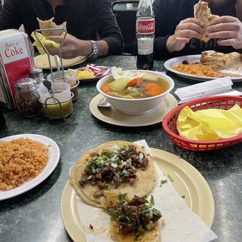 La Que Si Llena - The whole spread! Tacos, cocido with homemade tortillas and rice, carne asada burrito, pastor torta, and pastor quesadilla. All were hits! - Mexican Near Me - Los Angeles, California La Que Si Llena - The whole spread! Tacos, cocido with homemade tortillas and rice, carne asada burrito, pastor torta, and pastor quesadilla. All were hits! - Mexican Near Me - Los Angeles, California