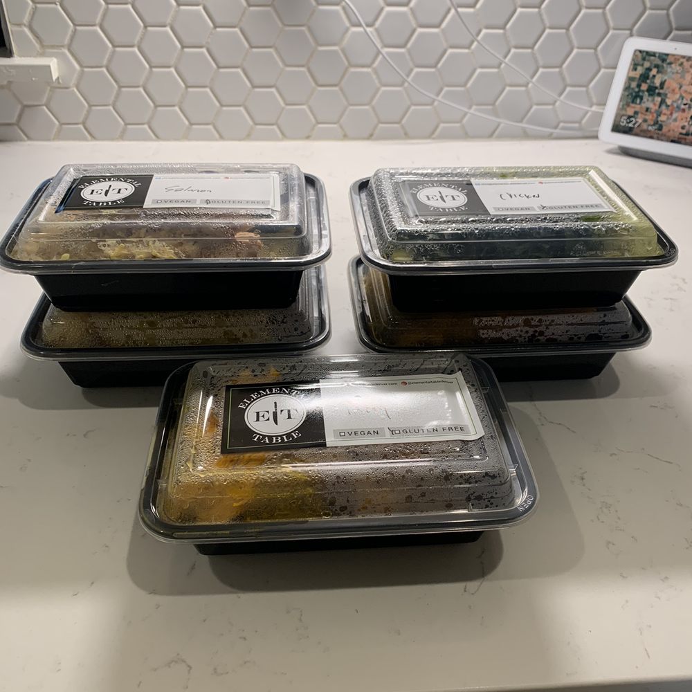 Elemental Table - four containers of food on a counter - Food Delivery Services Near Me - Denver, Colorado