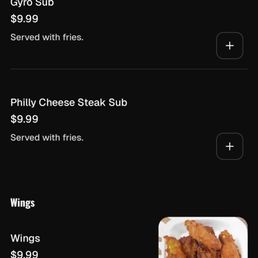 Philly Cheesesteak Sub- served with fries Philly Cheesesteak Sub- served with fries