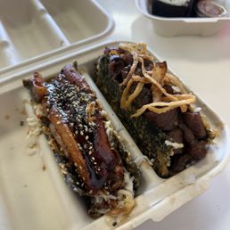 Grilled Unagi Taco and Korean BBQ Short Ribs Taco