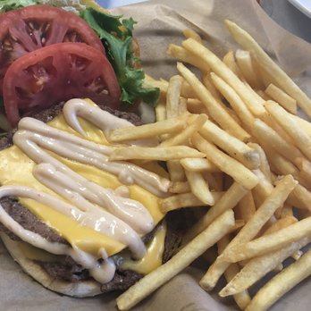B-Side Grill - Da Cheeseburger... nothing fancy but 2 yummy patties w/ fixings ....  that drizzle of B side sauce is sooo good! - Diners Near Me - New Paltz, New York