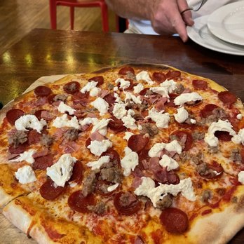 Pizzeria La Gitana- Olympia - The 3 meat pizza with burrata cheese! - Pizza Near Me - Olympia, Washington Pizzeria La Gitana- Olympia - The 3 meat pizza with burrata cheese! - Pizza Near Me - Olympia, Washington
