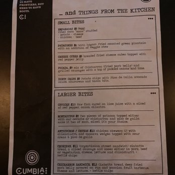 Cumbia - The food side of the menu - Latin American Near Me - Omaha, Nebraska