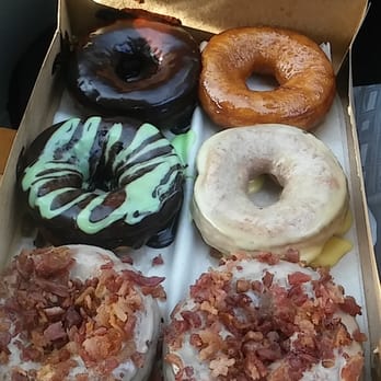 Duck Donuts - We got the Bacon maple, mint, chocolate and lemon glaze all were amazing. - Donuts Near Me - Kill Devil Hills, North Carolina Duck Donuts - We got the Bacon maple, mint, chocolate and lemon glaze all were amazing. - Donuts Near Me - Kill Devil Hills, North Carolina