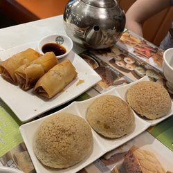 添好運點心專門店 - Egg white and shrimp spring rolls / baked bbq pork buns - both must eats!