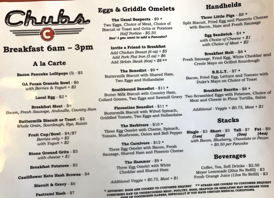 Menu photo 6 Chubs St Simons Island, GA