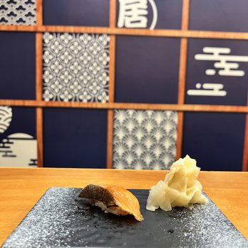 Neta Shari - Arctic char with yuzu miso sauce - Sushi Bars Near Me - Brooklyn, New York Neta Shari - Arctic char with yuzu miso sauce - Sushi Bars Near Me - Brooklyn, New York