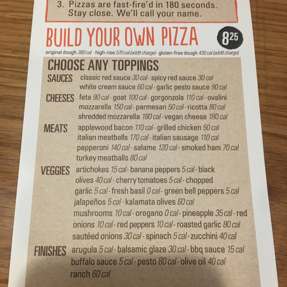 Blaze Pizza - Menu -ingredients section - Salad Near Me - Decatur, Georgia
