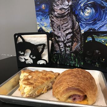 Mr. Meowski’s Sourdough - FLAKY Ham & Cheese Croissant  Ham, cheese & onion quiche - Bakeries Near Me - St Charles, Missouri