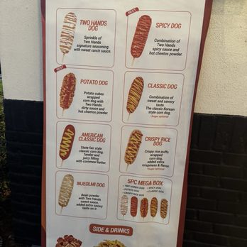 Two Hands Fresh Corn Dogs - Menu board 10/2026 - Korean Near Me - San Diego, California Two Hands Fresh Corn Dogs - Menu board 10/2026 - Korean Near Me - San Diego, California