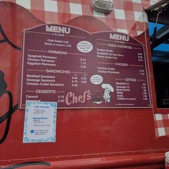 Chef's On The Go Truck - Menu for the truck stop around Feb/Mar 2017 - Food Trucks Near Me Chef's On The Go Truck - Menu for the truck stop around Feb/Mar 2017 - Food Trucks Near Me