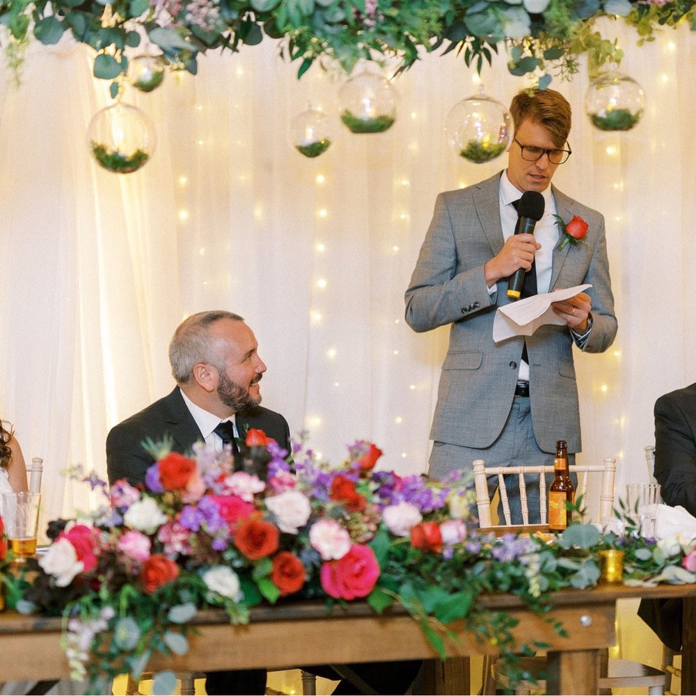 I Do Flowers - Arbor flowers relocated to head table - Florists Near Me - Carmel, Indiana