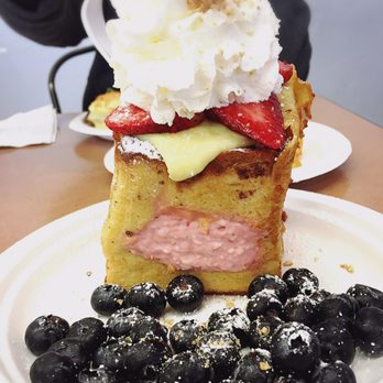 Button Up Cafe - XL Stuffed French Toast with Blueberries - Breakfast & Brunch Near Me - Pearl City, Hawaii