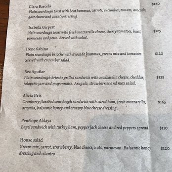 Sempere, Cafe Literario - The sandwich menu. They also have homemade toast and yogurt. - Coffee & Tea Near Me - Mérida, YUC Sempere, Cafe Literario - The sandwich menu. They also have homemade toast and yogurt. - Coffee & Tea Near Me - Mérida, YUC