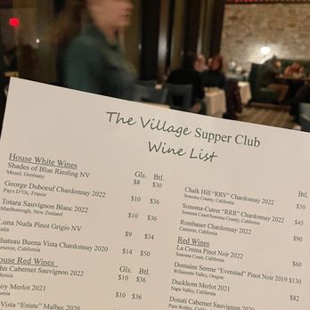 Village Supper Club - the menu and prices - Seafood Near Me - Delavan, Wisconsin