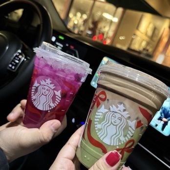 Starbucks - Mango Dragonfruit Lemonade Refresher and Iced Dubai Chocolate Matcha. - Coffee & Tea Near Me - Durham, North Carolina Starbucks - Mango Dragonfruit Lemonade Refresher and Iced Dubai Chocolate Matcha. - Coffee & Tea Near Me - Durham, North Carolina