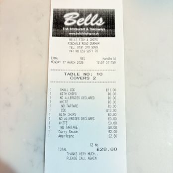 Bells Fish And Chips - Fish & Chips Near Me - Durham, DUR Bells Fish And Chips - Fish & Chips Near Me - Durham, DUR