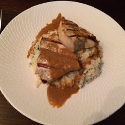 Swordfish with rice and scallops