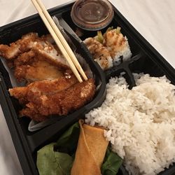 Jing Sushi House - Chicken Katsu Bento missing the salad that I ate along with the rest of my sushi roll that I downed.