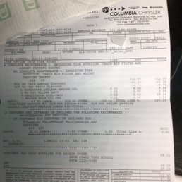 Bill for oil change Bill for oil change