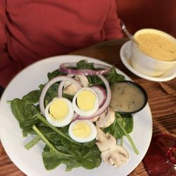 Oak Park Tavern - Spinach salad and lobster bisque