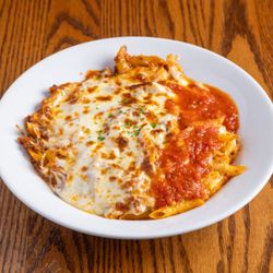 Penne Pasta We Use De Cecco, Our Tomato Sauce Is Made At Briarcliff Manor Using Mutti Plum Tomatoes. Baked With A Premium Wisconsin Cheese.