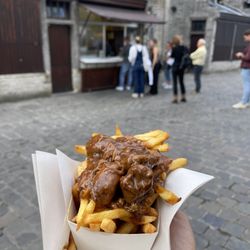 Frituur Jozef - Fries with a meat gravy that we saw everyone ahead of us get. The other popular option was mayonnaise.