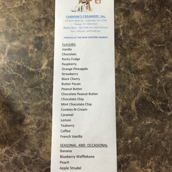 Carman's Ice Cream - Ice cream flavors!!! - Ice Cream & Frozen Yogurt Near Me - York, Pennsylvania Carman's Ice Cream - Ice cream flavors!!! - Ice Cream & Frozen Yogurt Near Me - York, Pennsylvania