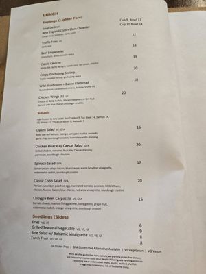 Menu photo 2 Oaken Bistro Bar Lake Forest, IL