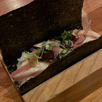 Yonsei Handrolls - Seared albacore with black garlic - Japanese Near Me - Oakland, California Yonsei Handrolls - Seared albacore with black garlic - Japanese Near Me - Oakland, California