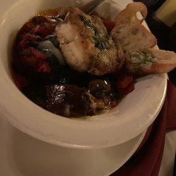 Ratatouille Nicoise, with Monkfish.  Salmon unavailable