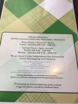 Menu photo 8 O'brady's Restaurant Idaho Falls, ID Menu photo 8 O'brady's Restaurant Idaho Falls, ID