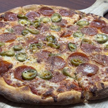 Franco's Giant Pizza - Pepperoni and Jalapeno pizza. Well done. - Pizza Near Me - El Cajon, California Franco's Giant Pizza - Pepperoni and Jalapeno pizza. Well done. - Pizza Near Me - El Cajon, California
