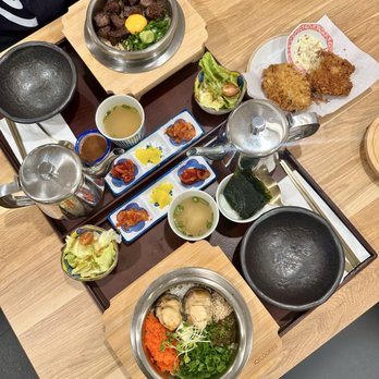 Damsot - Steak pot rice, Abalone pot rice, and fried shrimp eggplant - Korean Near Me - Los Angeles, California