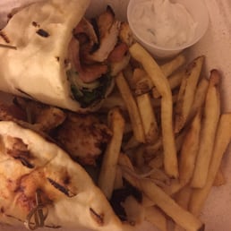 Chicken Shwarma sandwich and fries! So yummy Chicken Shwarma sandwich and fries! So yummy