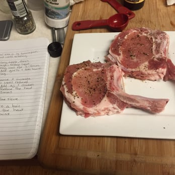 Polyface - Forest-finished "Pigerator-pork" chops being prepared for recipe. Hands-down, best pork I've ever had in my life. - Farms Near Me - Swoope, Virginia