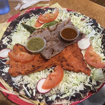 El Chapulin Restaurant - Tlayuda with tasajo and cecina - Mexican Near Me - Los Angeles, California