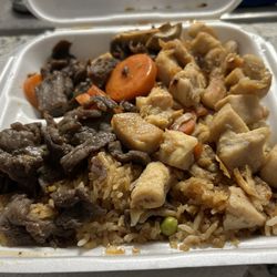 7 Asian Kitchen - 2 meat combo yaki beef and teriyaki chicken