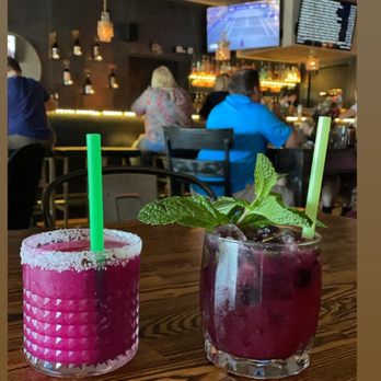 Lovecraft - Dragon fruit pineapple margarita (left) and blueberry tequila mojito (right) - Beer Bar Near Me - Phoenix, Arizona Lovecraft - Dragon fruit pineapple margarita (left) and blueberry tequila mojito (right) - Beer Bar Near Me - Phoenix, Arizona