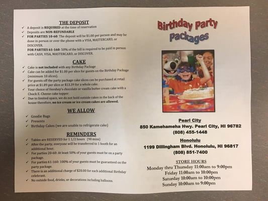 Menu photo 7 Chuck E. Cheese Pearl City, HI Menu photo 7 Chuck E. Cheese Pearl City, HI