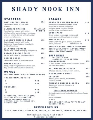 Menu photo 1 Shady Nook Inn Hudson, IN
