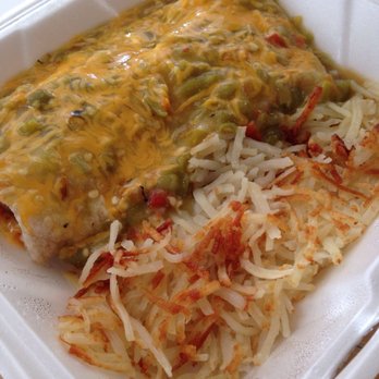 The Camaleon - Bacon breakfast burrito enchilada style with hash browns - American Near Me - Holbrook, Arizona The Camaleon - Bacon breakfast burrito enchilada style with hash browns - American Near Me - Holbrook, Arizona