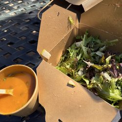 Rustic Knead - sweet potato carrot soup and harvest salad