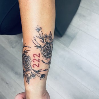 Tatt Thang Tattoo Studio - Floral design with Angel numbers - Tattoo Near Me - El Monte, California Tatt Thang Tattoo Studio - Floral design with Angel numbers - Tattoo Near Me - El Monte, California