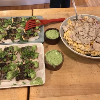 Cavallo Point Cooking School - Sea bass with green goddess dressing, cavatelli pasta - Cooking Schools Near Me - Sausalito, California
